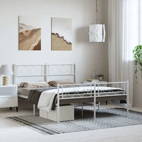 Giroletto Con Testiera E Pediera Metallo Bianco 135x190 Cm /