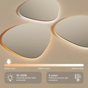 Specchio LED dalla forma irregolare con cornice in alluminio dorato