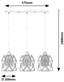 Rabalux 72113 - Lampadario a cavo EMRYS 3xE27/40W/230V
