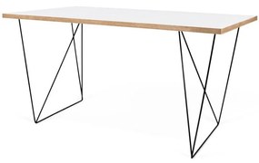 Tavolo da lavoro bianco con gambe nere , 140 x 75 cm Flow - TemaHome