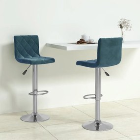 Sgabelli Da Bar 2 Pz Blu İn Velluto /