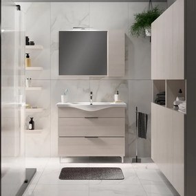 Mobile sottolavabo e lavabo Jnka per vasca centrale legno larice bianco L 100 x H 75 x P 46 cm 2 cassetti