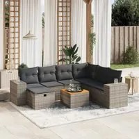 Set Divano da Giardino 8 pz con Cuscini Grigio in Polyrattan 3265190