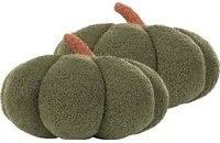 Set 2 cuscini di peluche a forma di zucca in tessuto boucl verde 35 cm decorazione accessorio di halloween