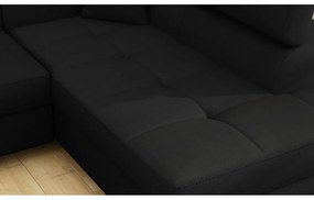 Divano angolare nero allungabile/con contenitore (con penisola a destra/a L) Anton – ELTAP