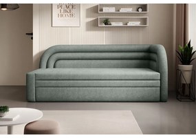 Divano verde allungabile/con contenitore con penisola a destra e rivestimento in ciniglia 223 cm Fabillo – ELTAP