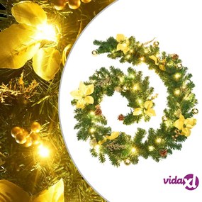 vidaXL Ghirlanda Natalizia con Luci a LED 2,7 m in PVC Verde
