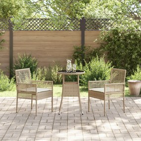 Set da pranzo per giardino 3 pezzi  beige polyrattan
