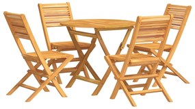 Set da pranzo per giardino 5 pz in legno massello di teak