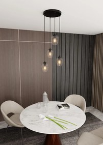 Lampadario a Sospensione ISTAR 4 PREMIUM 4xE27 in Acciaio e Vetro