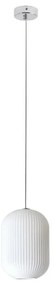 Lampadario Glamour Rebecca cromo paralume bianco E27 Ø24cm NOVECENTO