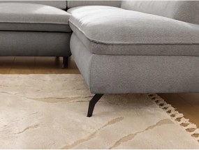 Divano angolare grigio chiaro (con penisola a destra/a L) con rivestimento in ciniglia Marbeya – Ropez