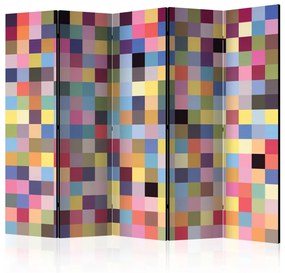 Paravento design Tutta la gamma di colori II (5 parti) - mosaico geometrico multicolore