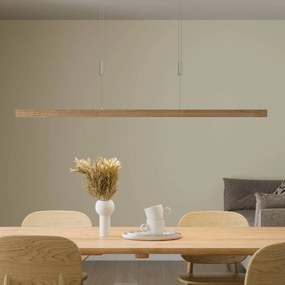 Lampada LED a sospensione Nora di Quitani, rovere naturale, lunghezza 118