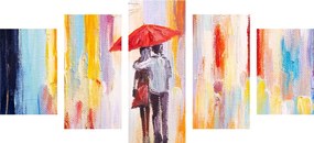 Quadri 5 pezzi – Passeggiata sotto la pioggia