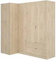 Guardaroba Dmellin, Mobile angolare per camera da letto, Armadio appendiabiti ad angolo a 4 ante battenti, 174x91h184 cm, Rovere