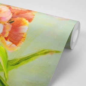 Carta da parati – Tulipani rossi con tocco vintage