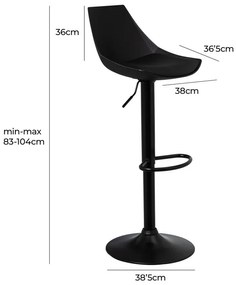 Sgabelli da bar neri ad altezza regolabile in similpelle in set di 2 (altezza seduta 56,5 cm) - Casa Selección