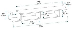 Mobile Porta TV Sospeso 120 Cm Design Moderno Muson Effetto Legno