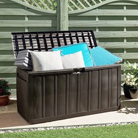 Baule Mobile Contenitore Cuscini Marrone 117x45,5x57,5 Cm 270 L /