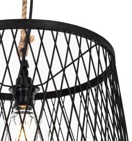 Lampada a sospensione da esterno rustica in rattan nero 40 cm - Calamus