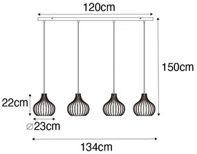 Lampada a sospensione moderna nera 4 luci - Saffira