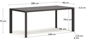 Kave Home - Tavolo da esterno Culip in alluminio finitura grigia 180 x 90 cm