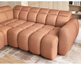 Divano angolare color salmone allungabile/con contenitore (con penisola a sinistra/a L) e rivestimento in bouclé Falconn – ELTAP