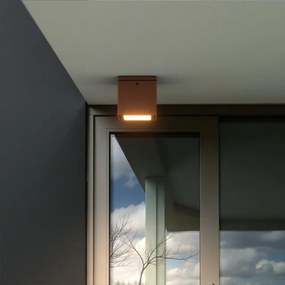 Applique da soffitto Quadrata GU10 IP54 in Alluminio e Vetro - Corten