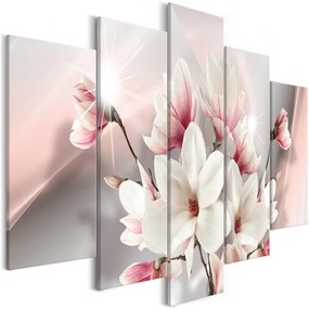 Quadro Magnolia in Bloom (5 Parts) Wide  Colore Bianco, Dimensioni e Misure 225x100