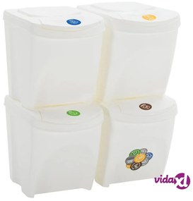 vidaXL Contenitori Impilabili Rifiuti 4 pz Bianco 100 L Polipropilene