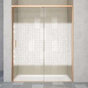 Porta doccia scorrevole Jazz, L 118-119.5 cm x H 200 cm x SP 6 mm, profilo dorato, vetro smerigliato