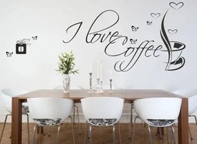 Adesivo murale con testo I LOVE COFFEE 60 x 120 cm