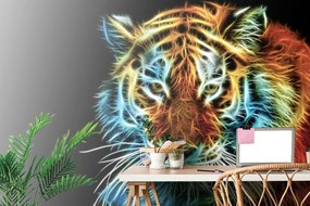 Carta da parati – Testa di tigre in stile astratto