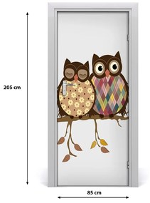Adesivo per porta Un paio di gufi sui rami 85x205 cm