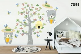 Adesivo da parete di qualità per bambini con orsi e api 120 x 240 cm