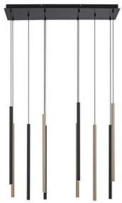 Lampada a sospensione nera con ottone incl. LED dimmerabile 10 luci - Bea