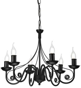 Lampadario a sospensione con catena DONATO 6xE14/40W/230V nero