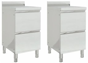 Mobiletti Da Cucina Commerciale A 2 Cassetti 2 Pz Acciaio Inox /