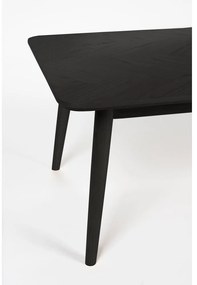 Tavolino da salotto nero con piano effetto rovere 60x120 cm Fabio – White Label