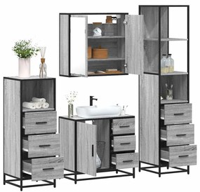 Set Mobili Da Bagno 4 Pz Grigio Sonoma İn Legno Multistrato /