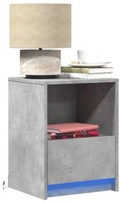 Comodini Con Luci Led 2pz Grigio Cemento İn Legno Multistrato /