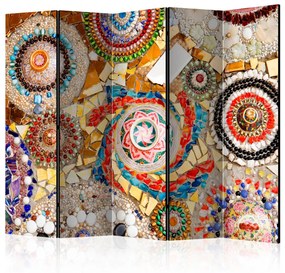 Paravento Mosaico Marocchino II (5-parti) - modello etnico colorato con Mandala
