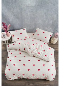 Biancheria da letto matrimoniale color panna in cotone Renforcé con un lenzuolo 4 pezzi 200x220 cm Mini Hearts - Mila Home