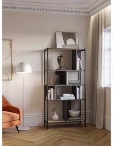 Libreria in rovere decorata in nero e naturale 88x175 cm Alabama - Marckeric