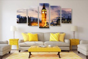 Quadri 5 pezzi – Big Ben notturno a Londra