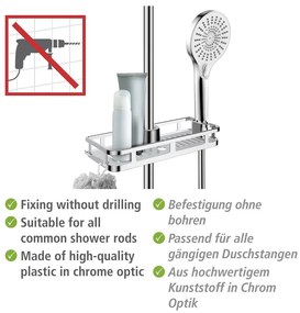 Mensola autoportante in plastica per bagno in argento lucido Libertà - Wenko