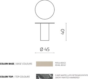 Tavolino tondo WAYLON 45 con base in metallo Beige e piano in vetro martellato Fumč