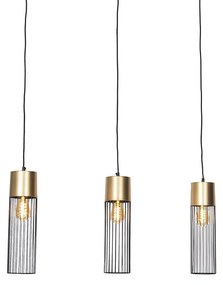 Lampada a sospensione di design nera con oro 3 luci - Maura