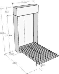 Letto a scomparsa a una piazza e mezza 120 cm con pensile KENTARO Noce